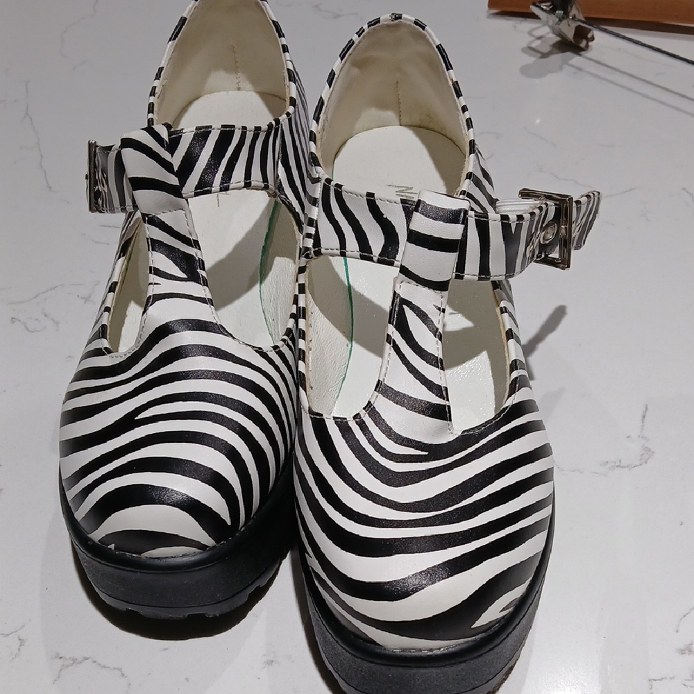 Nasty Gal Black and White Heels with Zebra Print